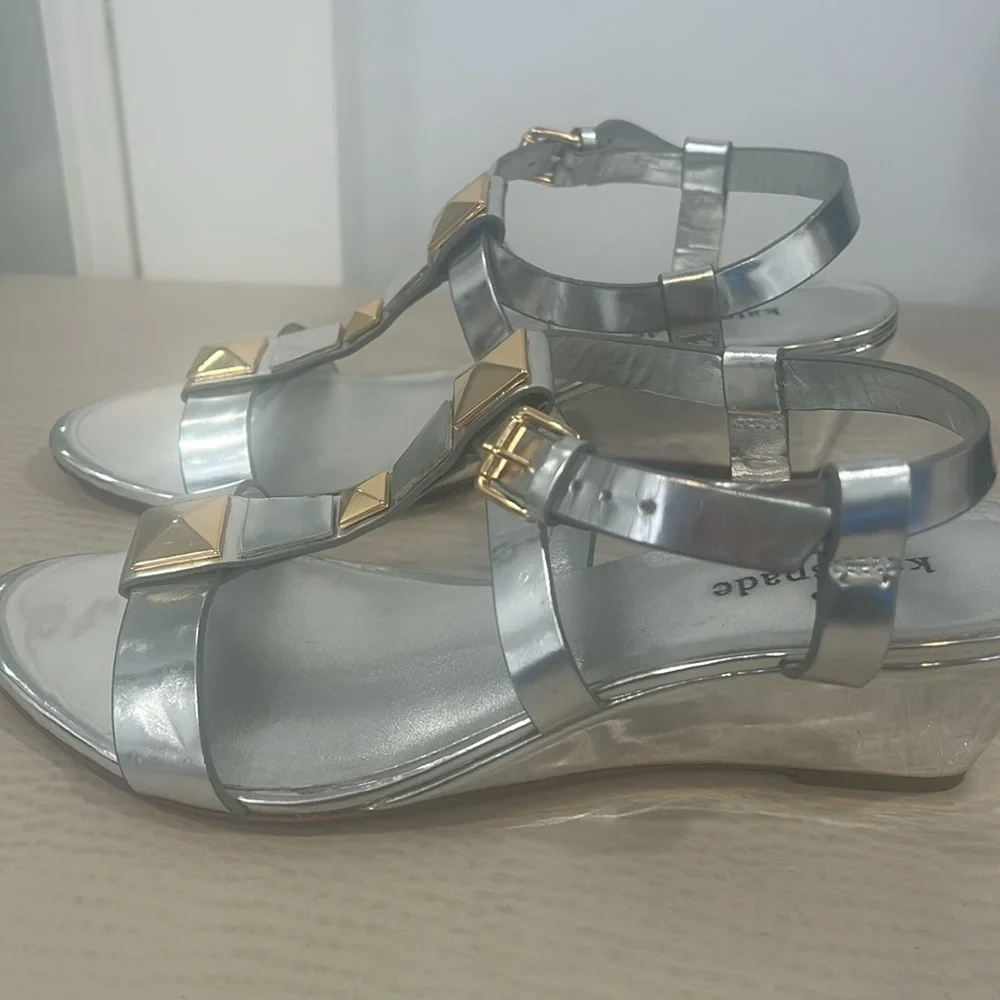 Kate Spade New York Silver Sandals with Gold Accents - Picture 7 of 13